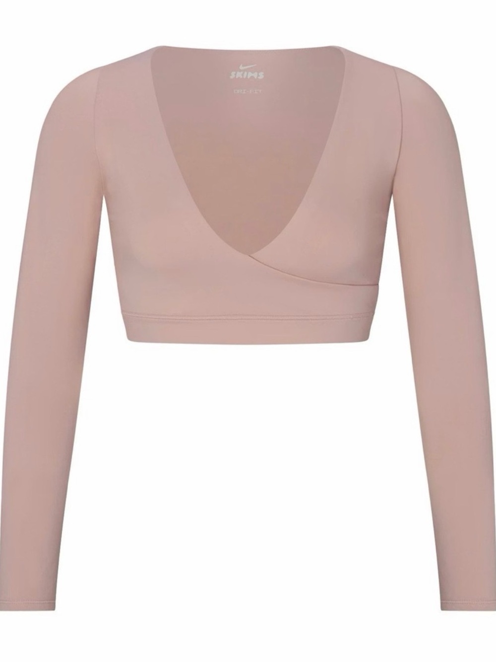 Nike Skims Matte Wrap Long Sleeve Cropped Top Himalayan pink Medium NWT